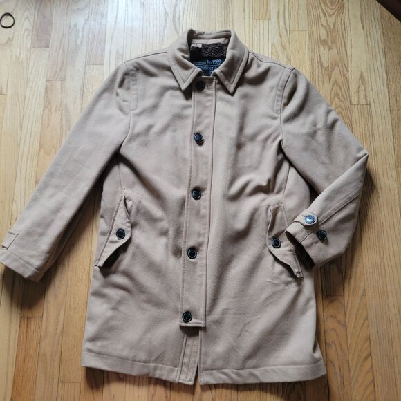 Gap Tan Beige Wool Blend Coat L Sherpa Lining - Picture 2 of 13